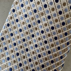 Geoffrey Beene Silk blu and tan Geometric Tie